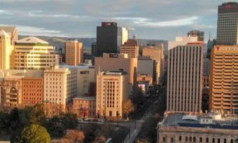 Adelaide city aerial view of buildings