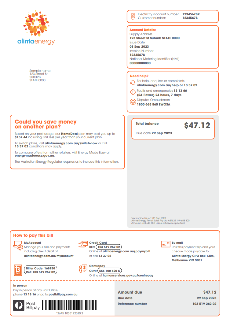 Alinta Energy Bill