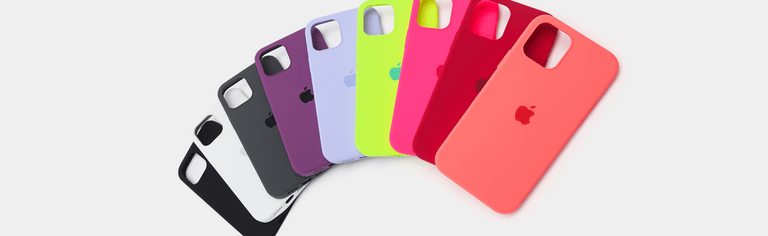 iPhone silicone cases in a range of colours