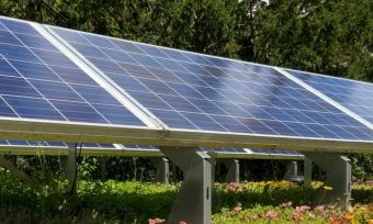 Solar panels in a garden