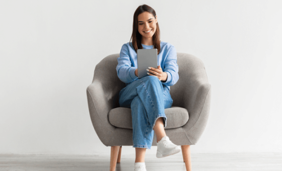 What is mobile broadband? Girl using tablet at home