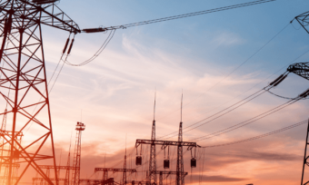 Power lines at sunset