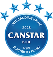 Canstar Blue Outstanding Value logo Electricity Plans NSW 2023