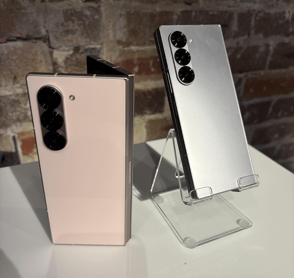 Samsung Galaxy Z Fold 6 in pink and silver