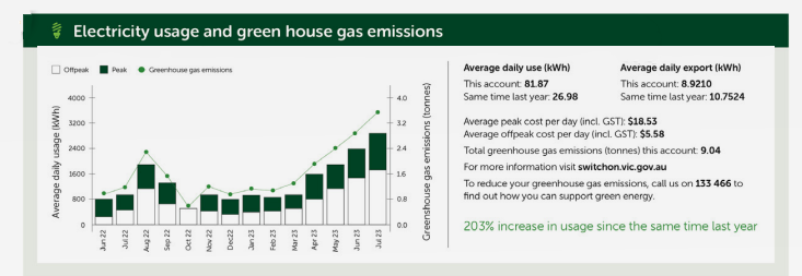 Energy Australia kWh usage example