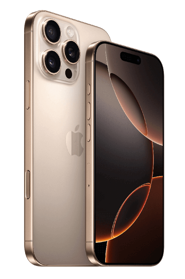 iPhone 16 Pro in Desert Titanium.