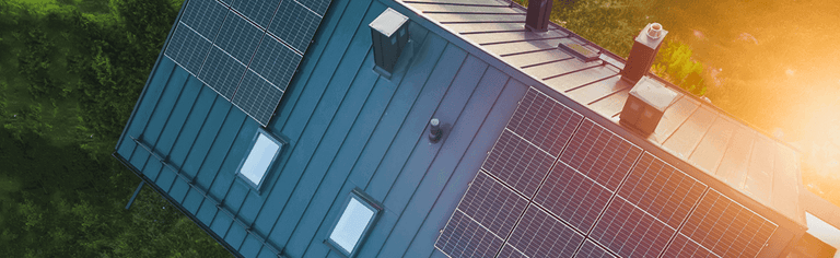 Solar panels on a roof. Solar electricity plans